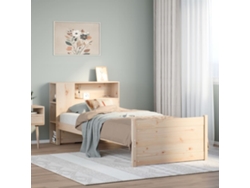 Cama Con Estantería Sin Colchón Madera Maciza De Pino 75x190 Cm