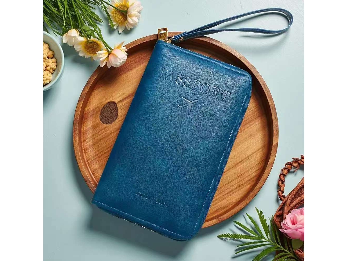 Cartera de viaje con protección RFID para pasaporte, para mujer/hombre, azul, Hexinyigjly