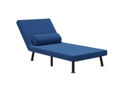 Poltrona-cama Com Encosto Ajustável Em 5 Posições, Em Tecido Com Efeito Linho E Aço, 75x70x75 Cm, Azul Escuro