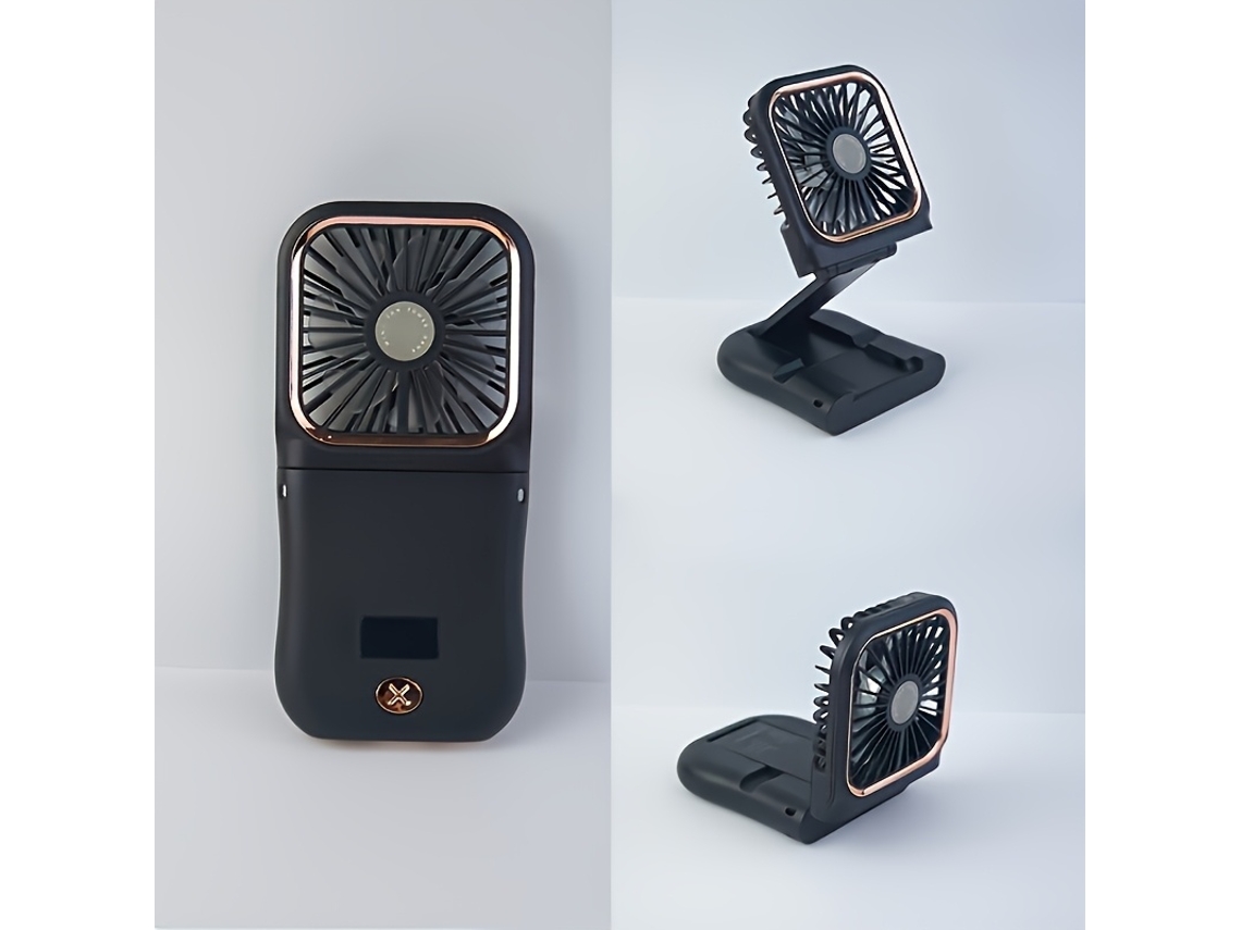 Ventilador Portátil Con Pantalla Digital, Diseño Plegable Ideal Para Llevar Alrededor Del Cuello, Carga Usb, Fácil De Usar, Alta Resolución.