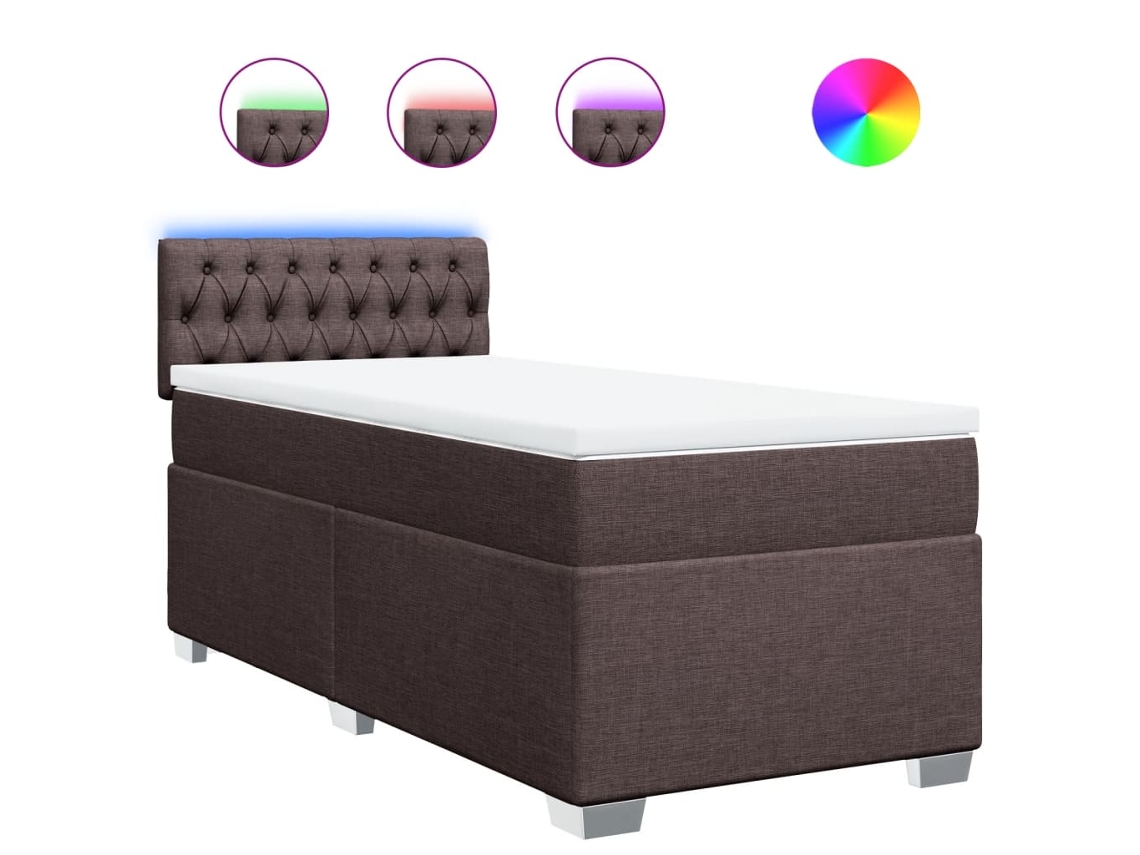 Maison Exclusive - Cama Box Spring Con Colchón Tela Marrón Oscuro 80x200 Cm