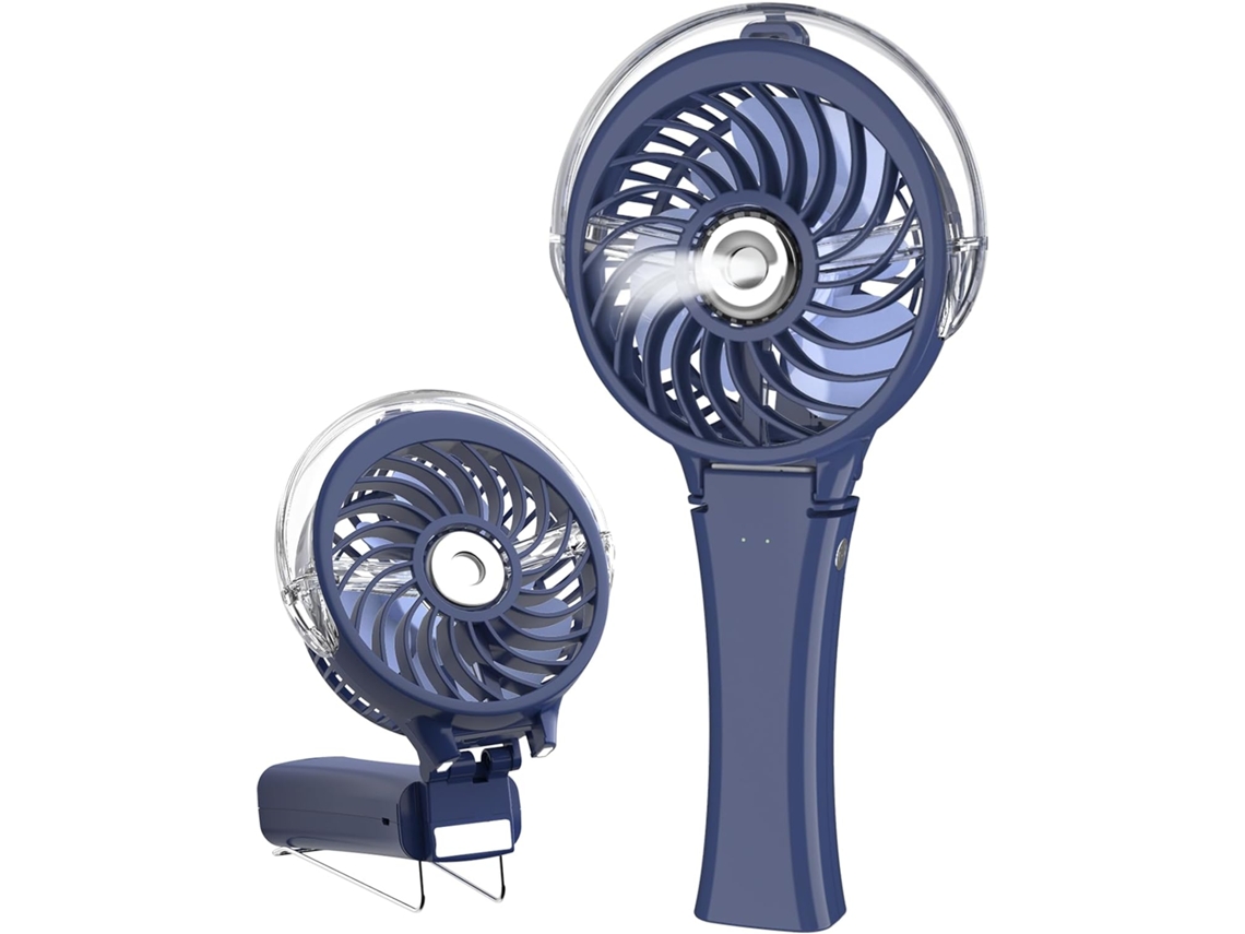Ventilador de vapor recargable BRILVIBERA con rociador de agua, portátil, para verano, azul marino.