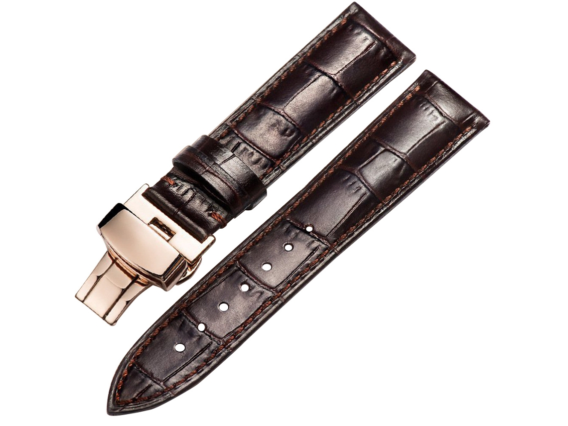 Cinturón De Reloj Casual De Cuero Pu Para Hombres Y Mujeres (21mm Marrón)