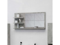 Espejo De Baño Madera Contrachapada Gris Hormigón 90x10,5x45 Cm
