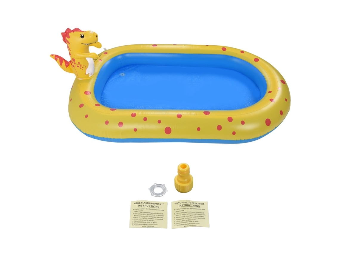 Piscina Hinchable Con Forma De Dinosaurio Y Aspersor Para Jardín Infantil, 170x103x65cm, Pvc