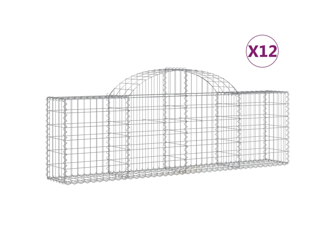 Conjunto 12 Cesta De Gaviones VIDAXL Plateado Hierro (200x30x60/80 cm)