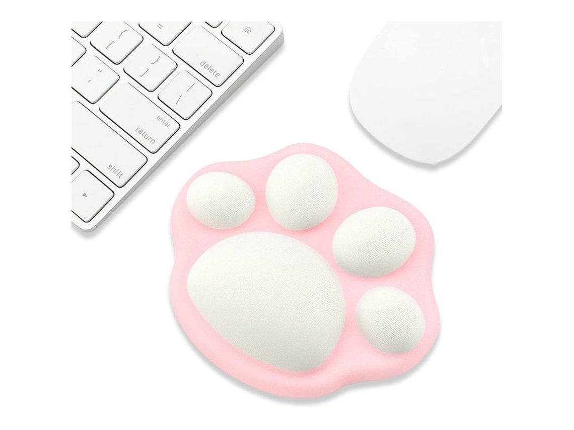 Reposamuñecas Para Ratón Con Un Bonito Estampado De Huellas De Gato, Cómodo Y Suave (rosa Claro)