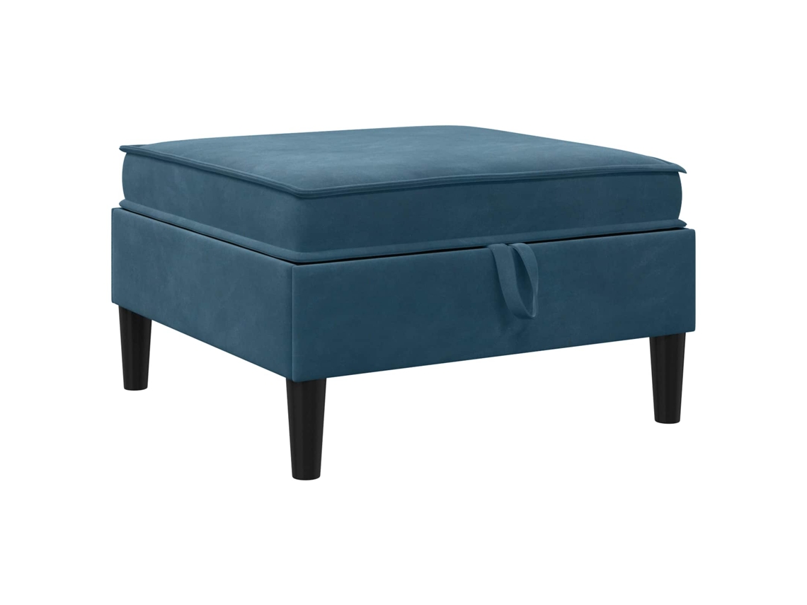 Taburete De Sofá Con Almacenamiento Azul Terciopelo