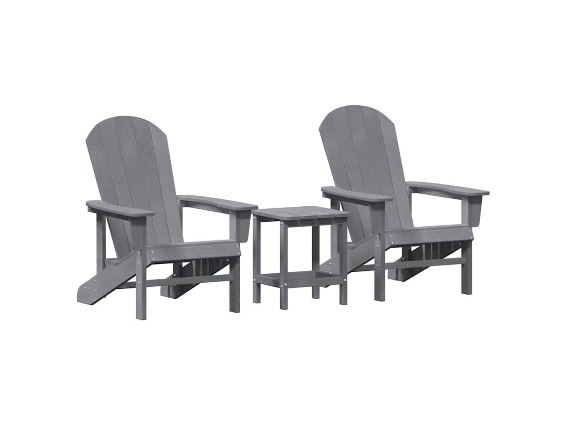 Maison Exclusive - Silla De Jardín 3 Pcs Gris Claro Polietileno