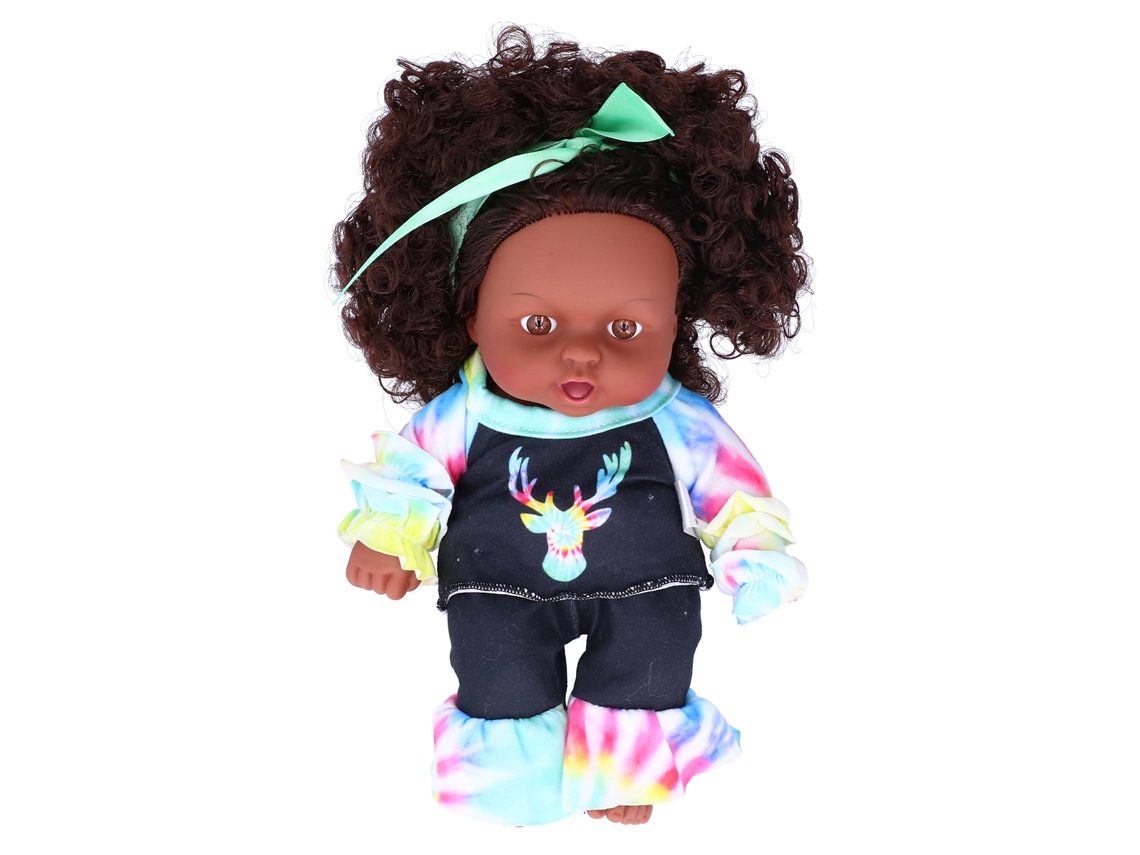 Muñeca africana realista con cabello negro - Juguete para niños y niñas - Regalo de cumpleaños Q8-048c