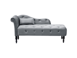Chaise longue izquierdo BELIANI Ivry de Terciopelo Gris 152x62x72