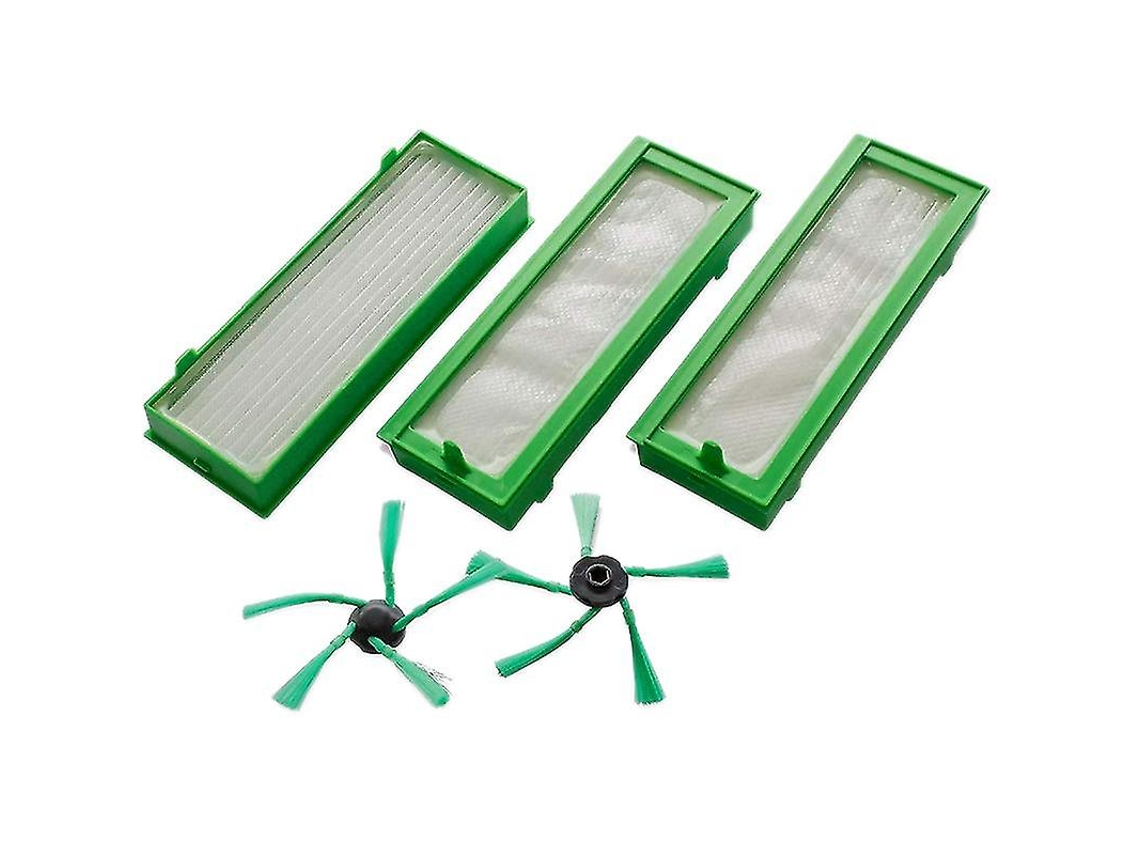 Compatible con Vorwerk Kobold VR200 y VR300. Incluye 3 filtros HEPA y 2 cepillos laterales.