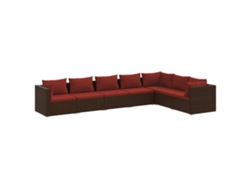 vidaXL Set muebles de jardín 7 piezas y cojines ratán sintético marrón