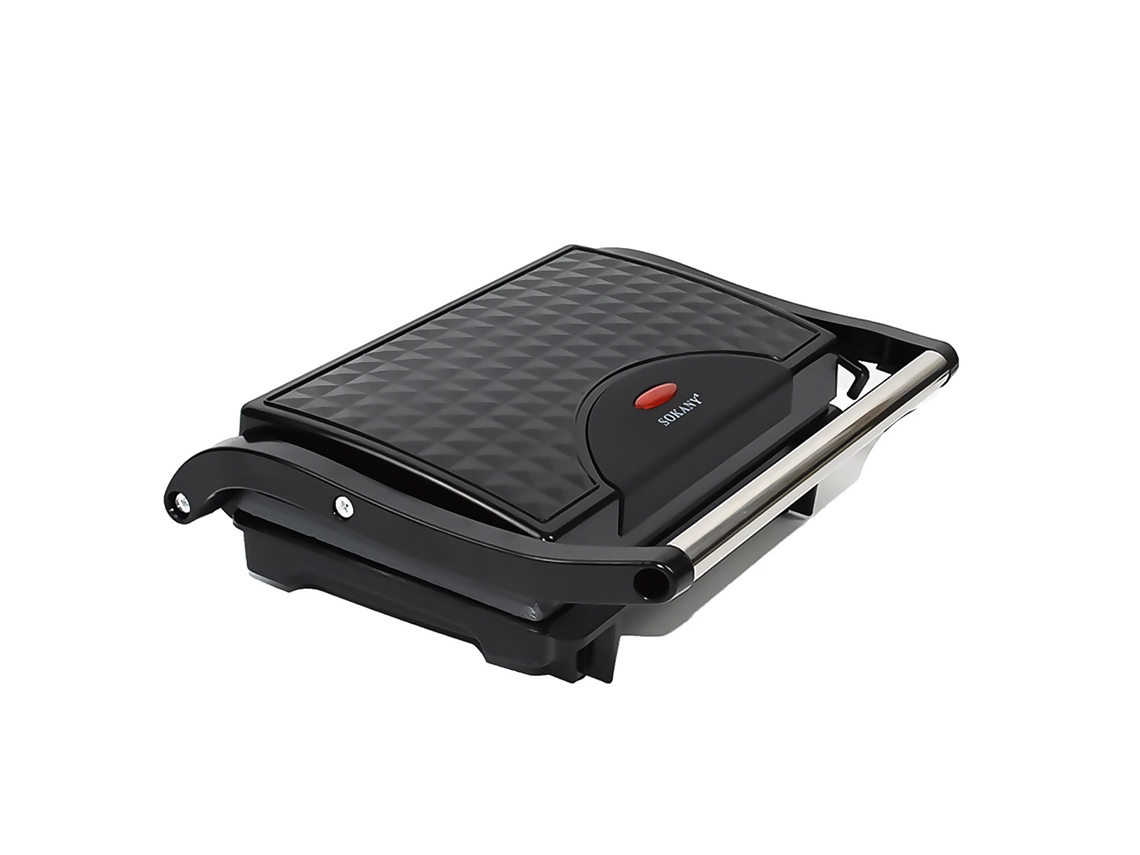 Parrilla de 1200 W. Doble placa de cocción, antiadherente, apta para lavavajillas.