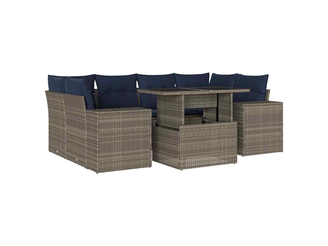 Maison Exclusive - Conjunto De Sofá De Jardín De 7 Piezas Con Cojines, Poliratán Gris