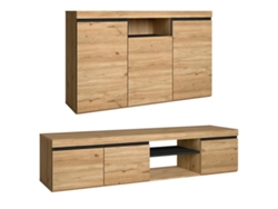 Conjunto de Muebles Naturale, Buffet-mueble Tv 160cm Roble Negro Nórdico