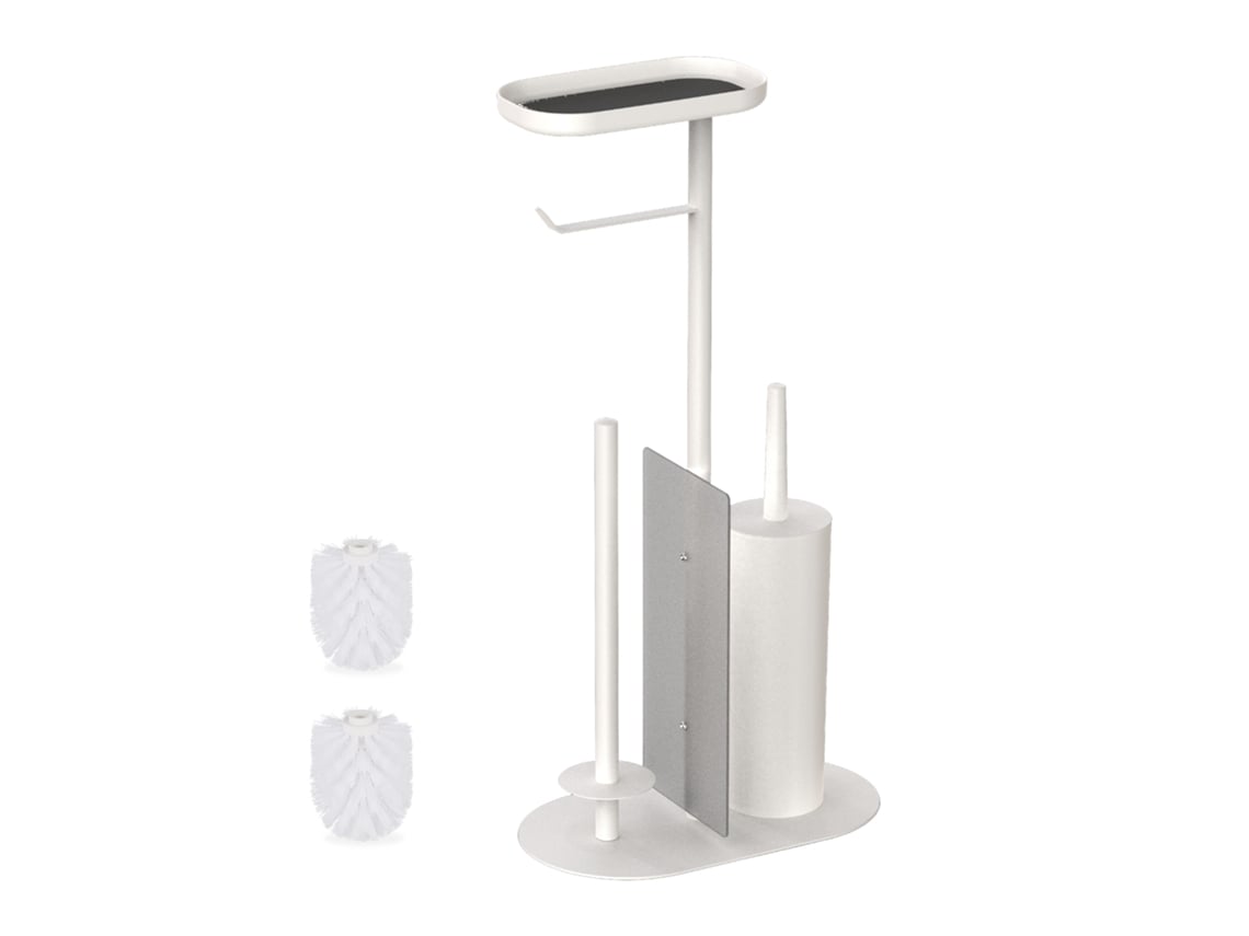Conjunto Para Wc Relaxdays, A X L X P: 65 X 26 X 17 Cm, Suporte Para Papel Higiénico, Escova Para Wc, Branco