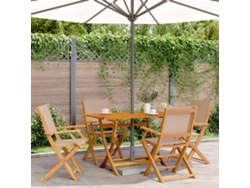 Sillas de jardín plegables DKD Home Decor de 4 piezas, tela/madera, gris parduzco