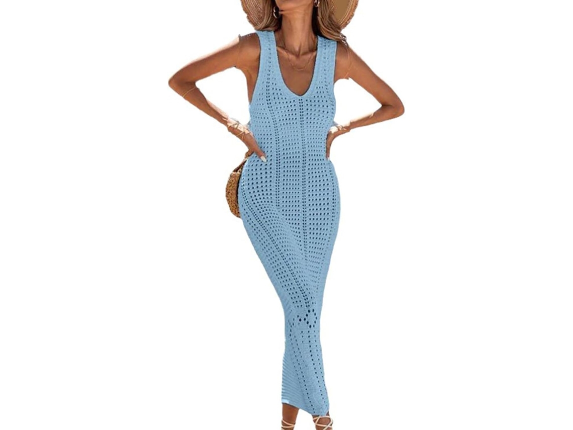 Vestido De Playa De Punto Hueco - Protección Solar Suave Y Transpirable, Top Cómodo Para