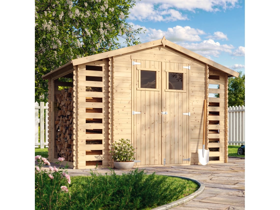 Caseta para Leña TIMBELA con Leñero M391 de Madera (5,47 M² - 218 x 328 x 206 cm)
