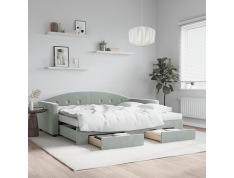 Sofá cama MAISON EXCLUSIVE nido con cajones terciopelo gris claro 90x200 cm