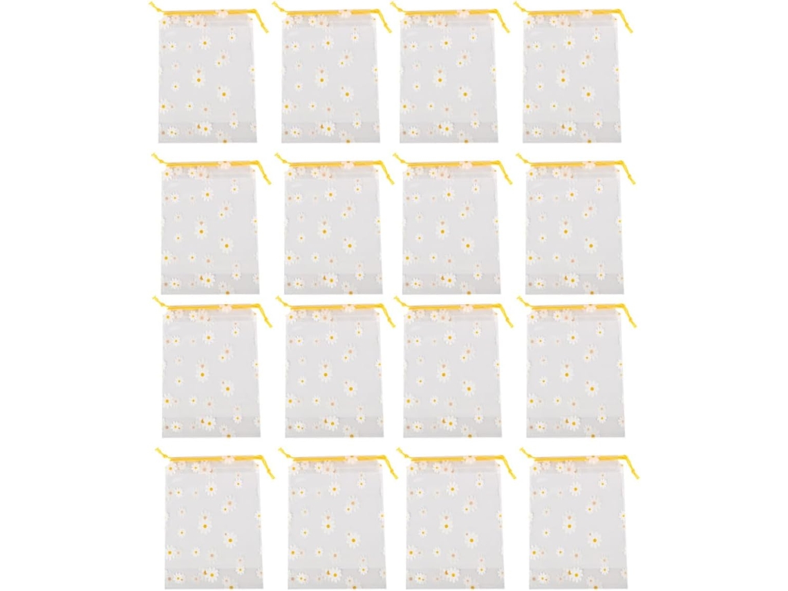 Bolsas Transparentes Cordón Ligeras Duraderas Estampado Margaritas Proteger Organizar Objetos Pequeños Paquete