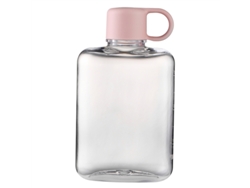 Botella de agua deportiva plana de plástico transparente sin BPA de MDUG (rosa)