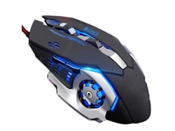 YIZHOOD S20 Ratón profesional para juegos 2400 DPI USB ajustable con cable retroiluminado LED óptico para computadora portátil PC negro