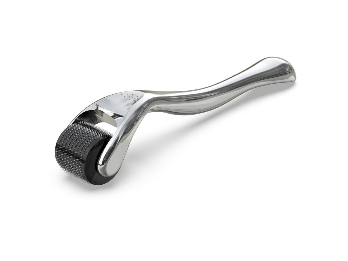Derma Roller Con Mango De Metal Pulido, 540 Agujas, Para Reducción De Líneas Finas Y Cicatrices.