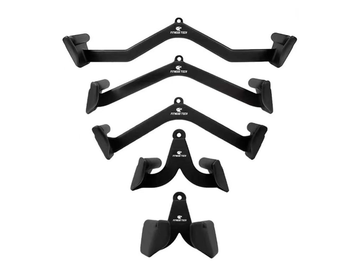 Pack de 5 Agarres de Polea FITNESS TECH (Negro - Acero)