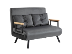 Sofá Convertible De 2 Plazas Con Respaldo Ajustable En 5 Posiciones Y 2 Cojines Acolchados Para Salón O Habitación De Invitados.