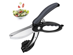 Tijeras para ensalada, cortador de ensalada de acero inoxidable con doble hoja, utensilio de cocina multifuncional