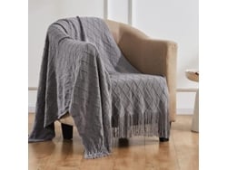 Rebe-manta Tejida Ligera Suave Con Borlas, Manta Decorativa Cómoda Para Sofa Cama, 50"x60", Gris Clarodiamante