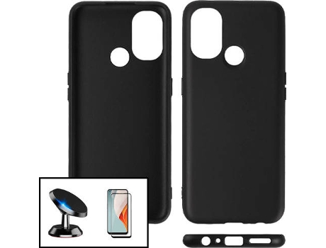 Carcasa + Protector + Soporte Magnético OnePlus Nord N100 PHONECARE Silicona Líquida Negro