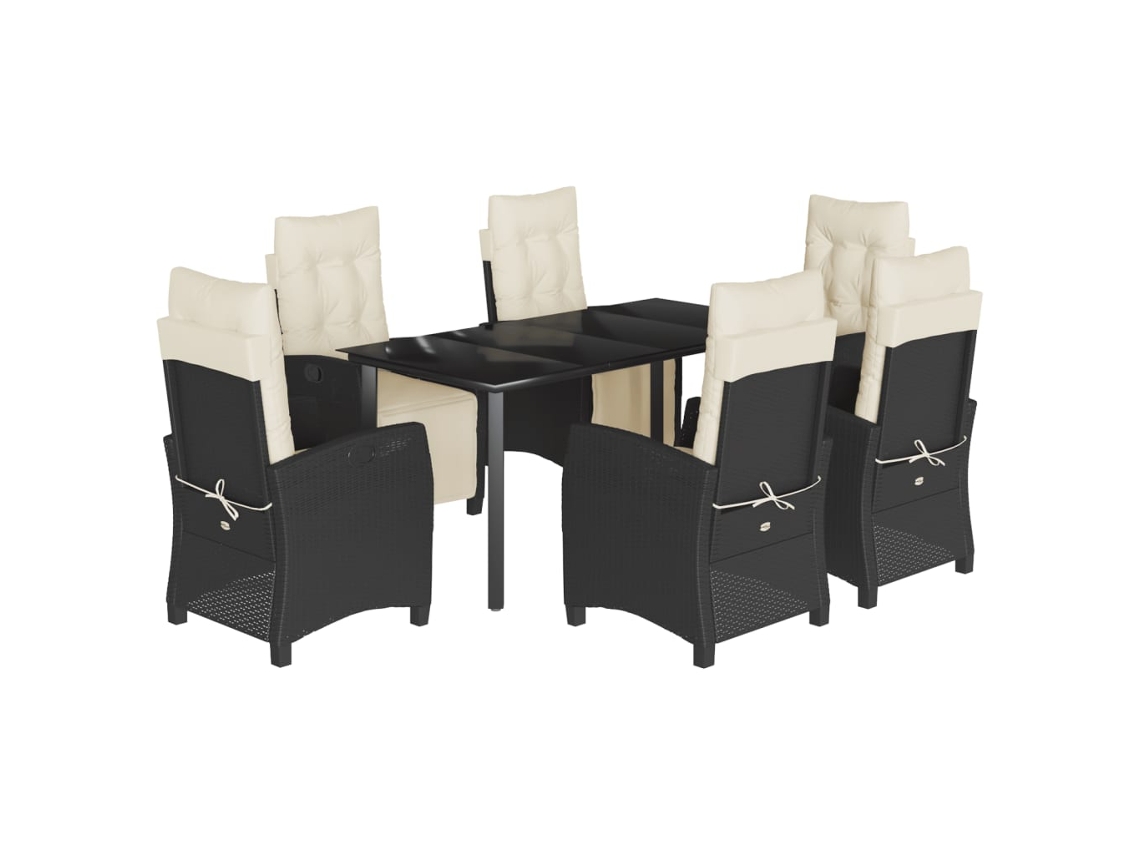 Maison Exclusive - Set De Comedor De Jardín 7 Pzas Y Cojines Ratán Sintético Negro