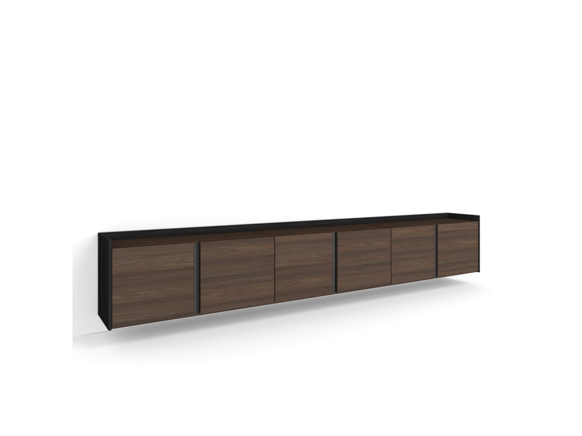 Mueble Tv, Televisión, 309x35x50cm, Para Tv Hasta 80", Colgado, Suspendido, Roble Oscuro Y Negro