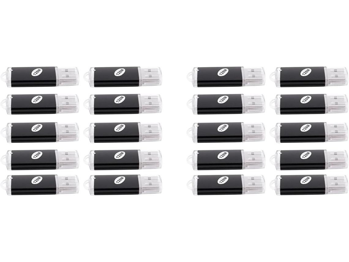 20 Memorias Usb 2.0 De 128 Mb, Regalo, Color Negro.