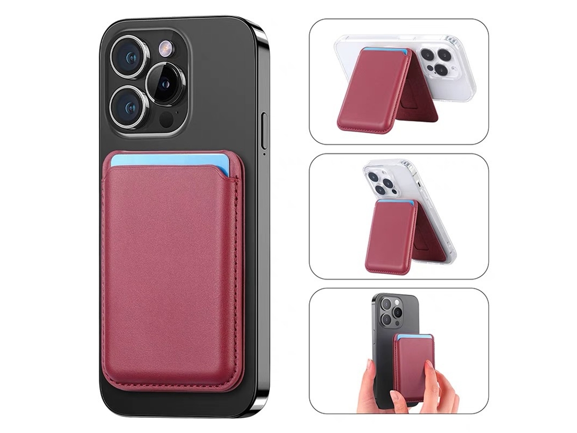 Cartera magnética para iPhone 13/14/15/16/17 Pro/Pro Max Roja Hexinyigjly