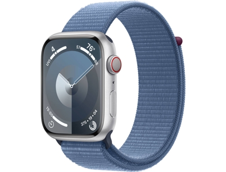 APPLE Watch Series 9 GPS+Cellular 45 mm Plata con Loop Deportiva Azul-Invierno