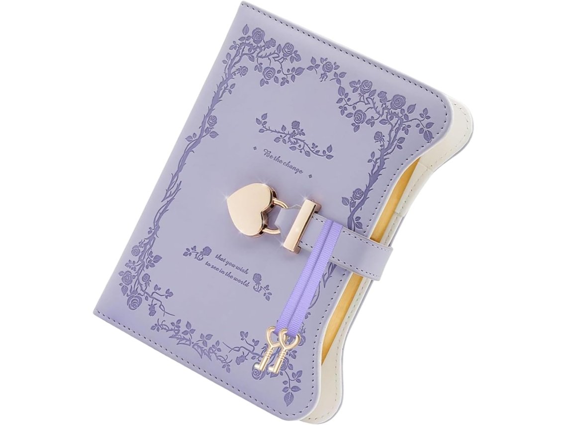 Cuaderno personal de piel sintética, tamaño B6, con llave, con cierre, 360 páginas, diario secreto.