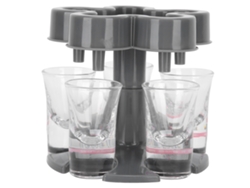 Dispensador De Vasos Con 6 Vasos De Vidrio Gris Oscuro - Accesorio De Bar Para Fiestas