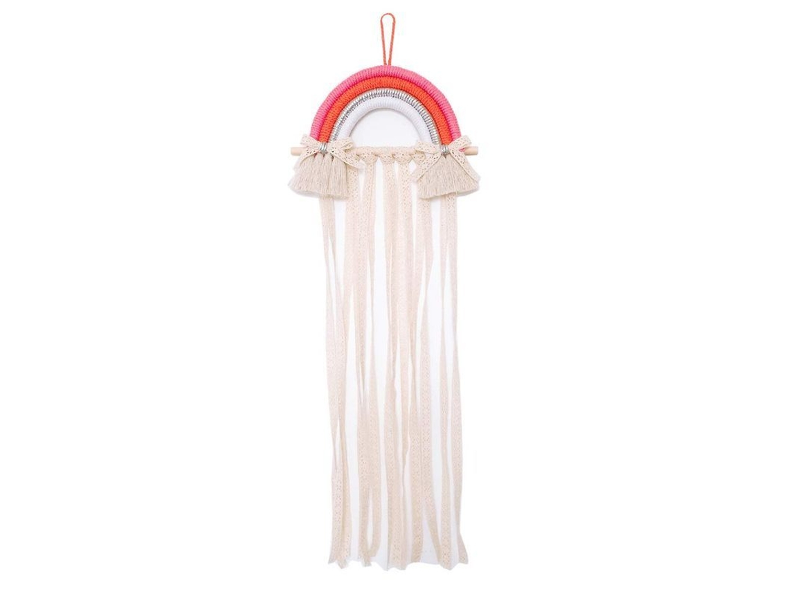 Organizador De Lazos Para El Cabello Con Dijes De Arcoíris Para Niñas - Rosa Naranja