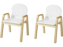 Conjunto 2 Sillas Infantiles SOBUY KMB24-Wx2 (Blanco - 53x40x32)