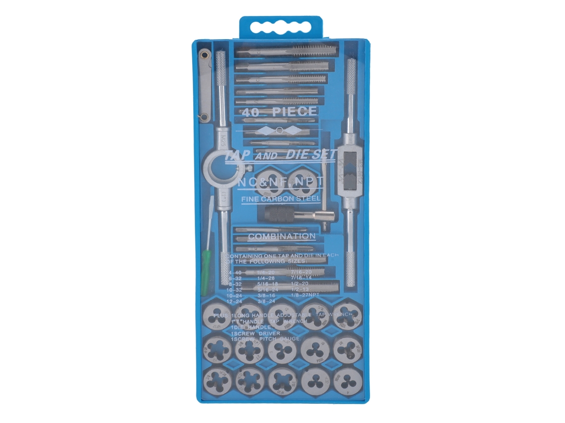 2026velora-kit De Brocas E Matrizes De Aço Alto Carbono Com Chave Manual, Fio Fino, 40 Peças