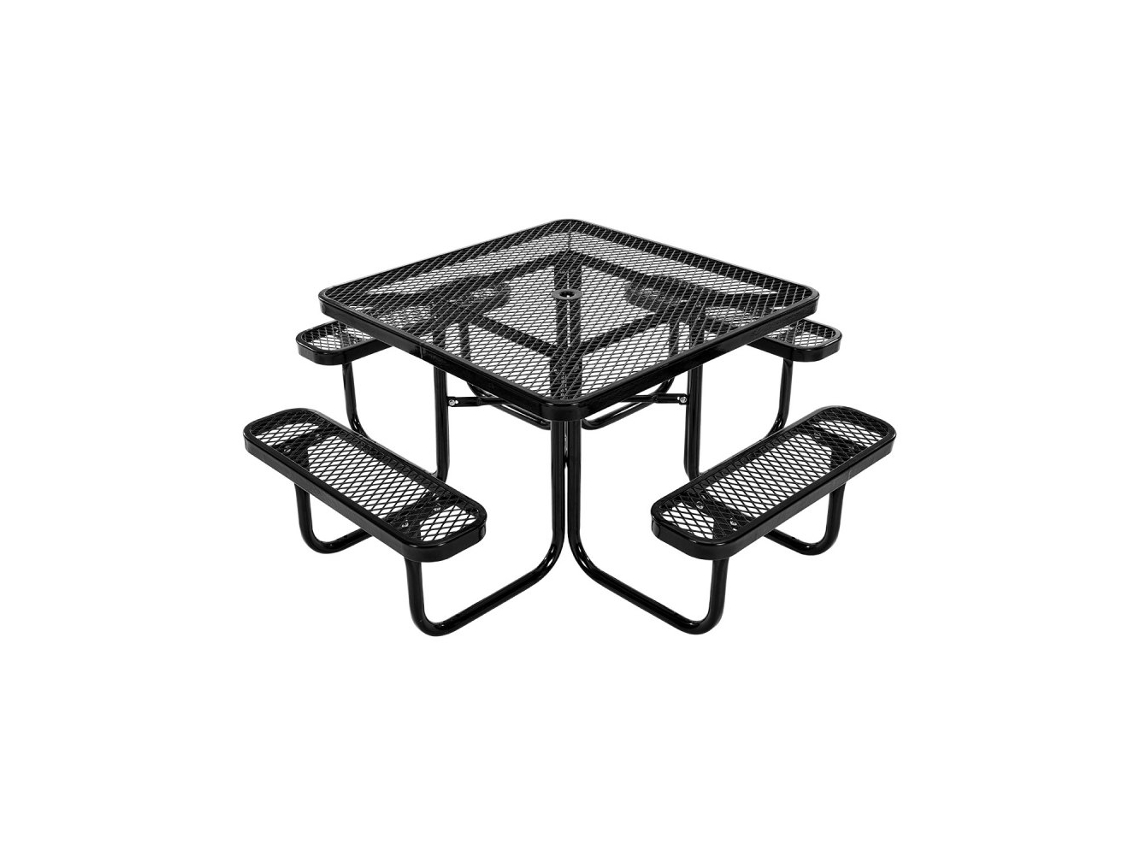 Mesa de picnic cuadrada de acero para exteriores Tekmaquinas con bancos integrados
