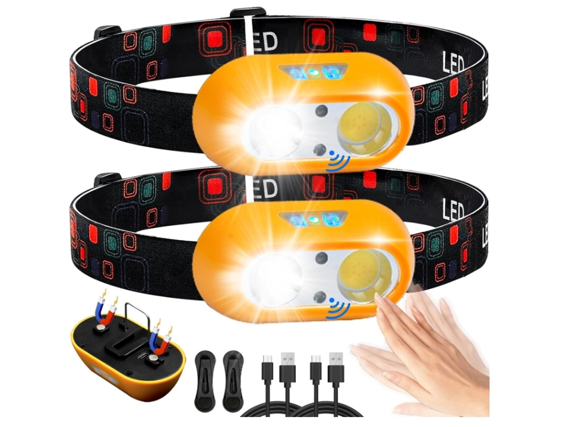 Linterna Frontal Linterna Frontal Impermeable con 6 Modos de iluminación Linterna Frontal LED USB-C Ultrabrillante para Acampar Correr Ciclismo Pesca Negro YEMAESRE