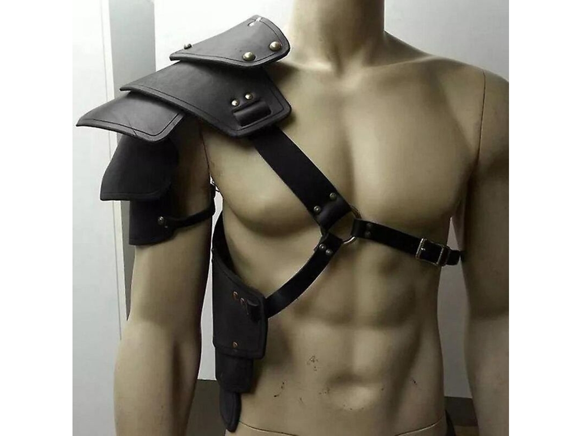 2026-harnes De Cuero Vikingo Medieval Con Pauldrones Y Guardapolvo Para Larp Y Cosplay Yyx Talla Única Negro