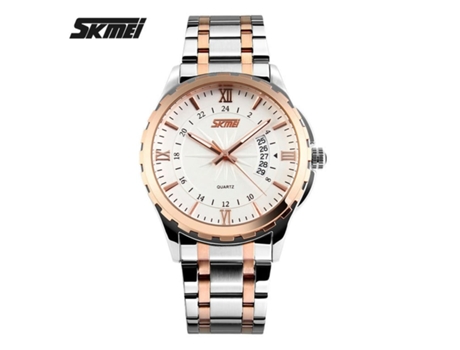 Relojes de Cuarzo para Hombre Relojes de Pulsera Impermeables con Fecha Reloj Luminoso de Acero Inoxidable Correa Dorada con Oro Rosa VEANXIN