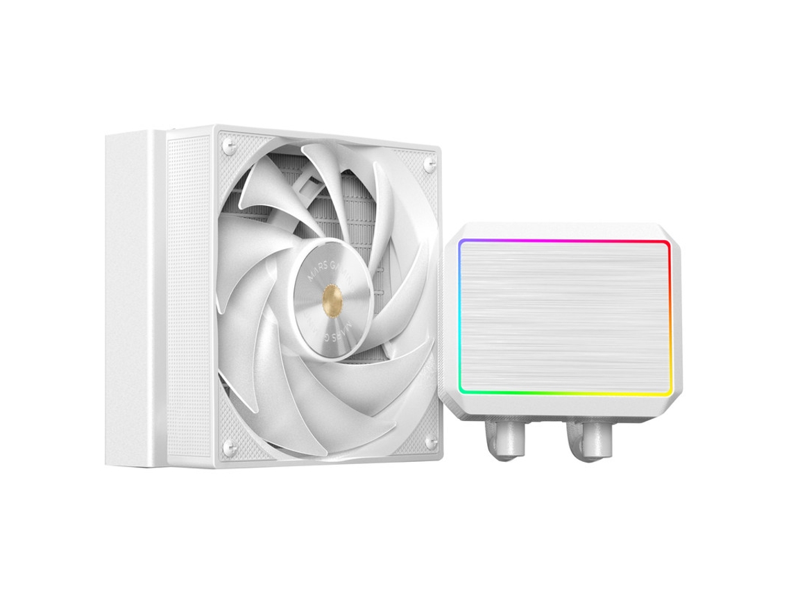 Sistema de refrigeración líquida Mars Gaming ML ProII120 AIO de 300 W TDP con bomba de 4.ª generación y 1 ventilador (blanco)