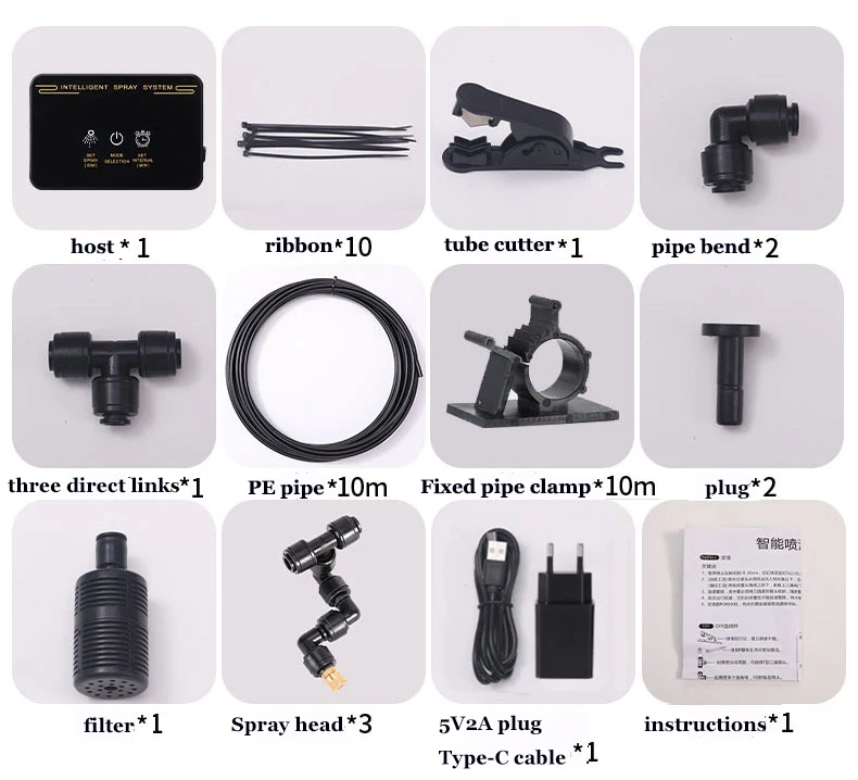 (manguera De Agua De 10 Metros, 3 Boquillas) Sistema De Nebulización Rainforest, Sistema De Temporizador Automático, Humidificador Para Reptiles.
